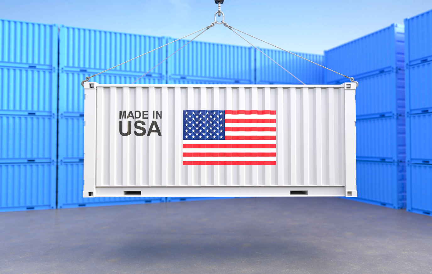 container hanging with american flag 1 1